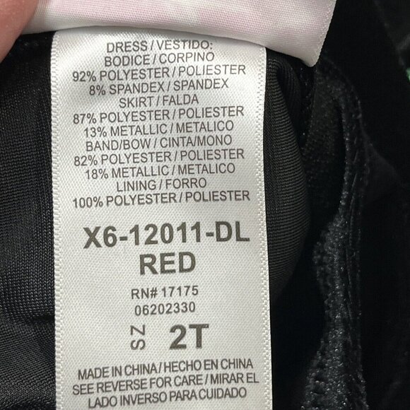 Bonnie Jean Holiday Dress Girls 2T Black Velvet Plaid Taffeta Green Glitter Bow - Picture 6 of 7